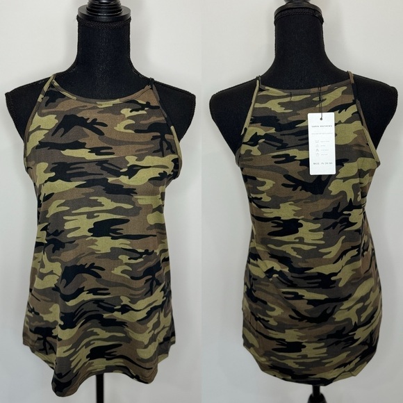 Sarin Mathews Tops - Sarin Mathews Women's High Neck Camo Tank Top (S)